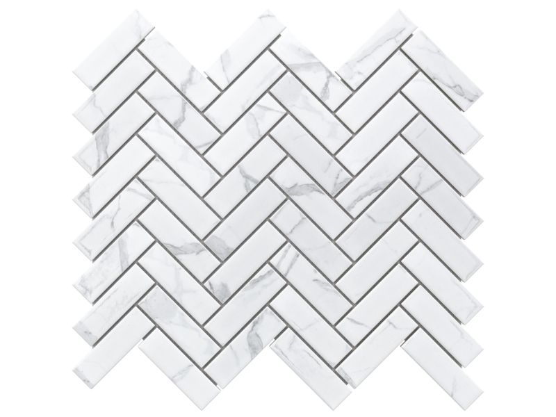 Mozaika ceramiczna Ilcom Chevron Herringbone Jodełka Carrara Mat 31.5 x 27.7 cm 1 szt.