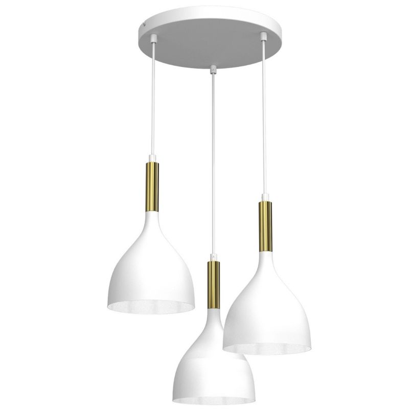 Lampa wisząca Luminex Noak biały matowa-złoty połysk wym: 110 x 42 x 42 cm 3xE27 x 15W 1 szt.