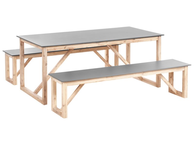 Zestaw ogrodowy z ławkami Notteri Beton Szary 1 kpl