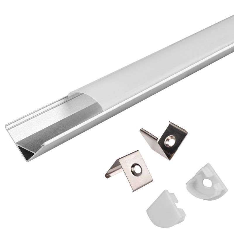 Profil LED XUDO narożny 2m Anodowany z mlecznym kloszem 1 szt.