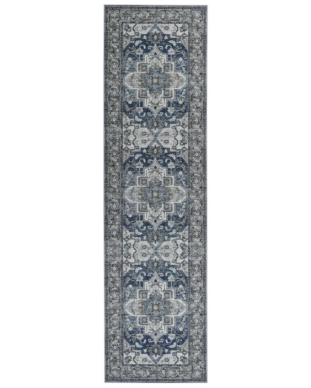 Dywan 80 x 300 cm szary z niebieskim Kottar 1 szt.