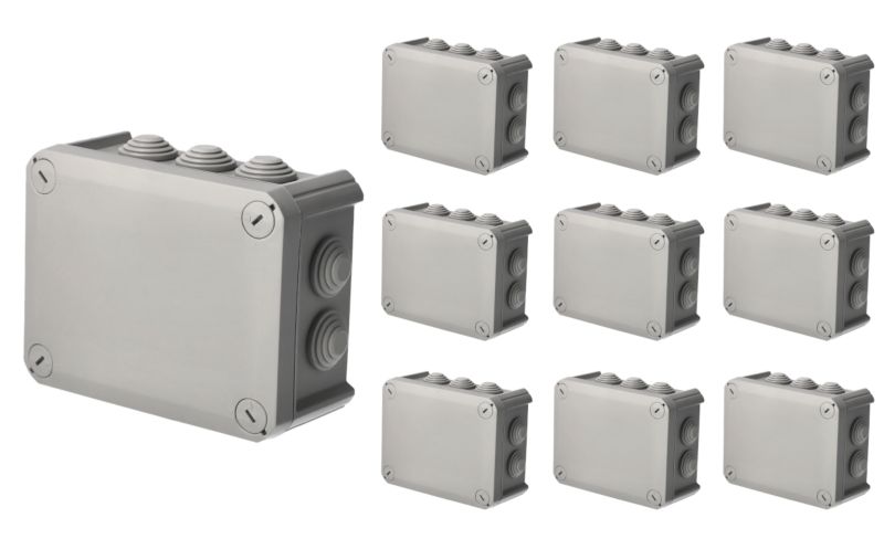 Puszka hermetyczna natynkowa EDO z dławikami odporna na UV dekiel przykręcany 150x115x65mm IP66 szary 10 szt