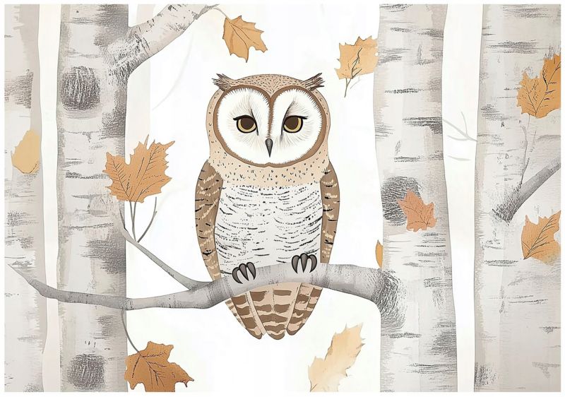 Tapeta Dziecięca Sowa Drzewa WALLARENA 300x210 cm Fototapeta Dla Dzieci Na Flizelinie 1 szt.