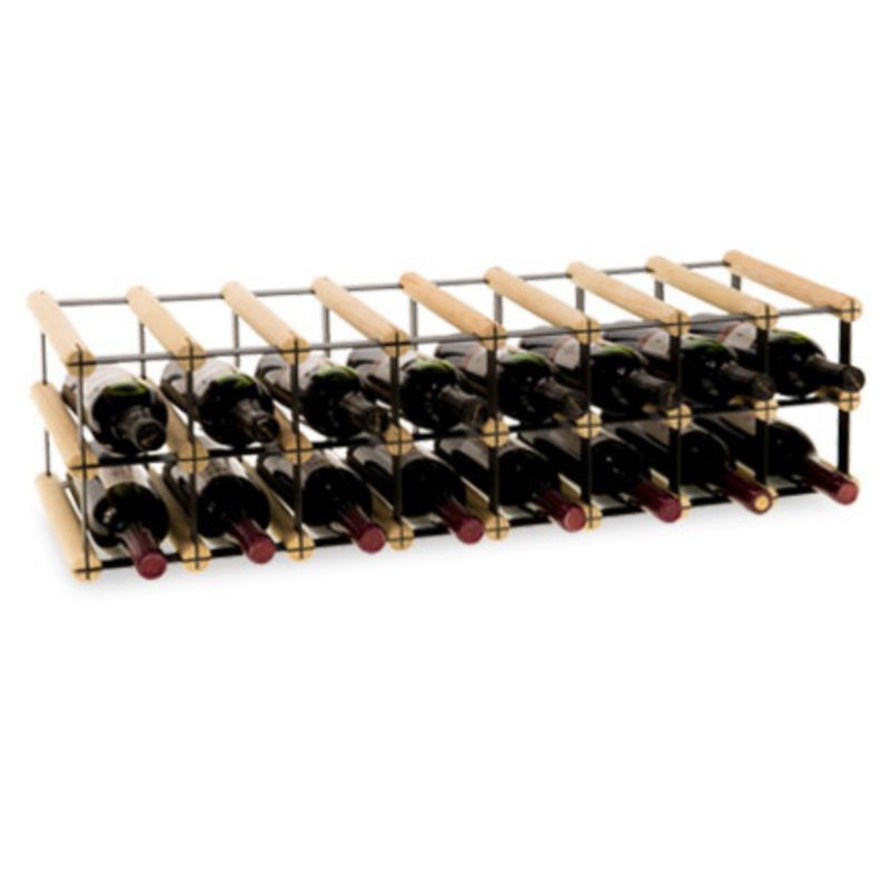 Stojak na wino MODO24 na butelki PET szafka duży eko na 16 butelek czarny metal drewno naturalne 1 szt.