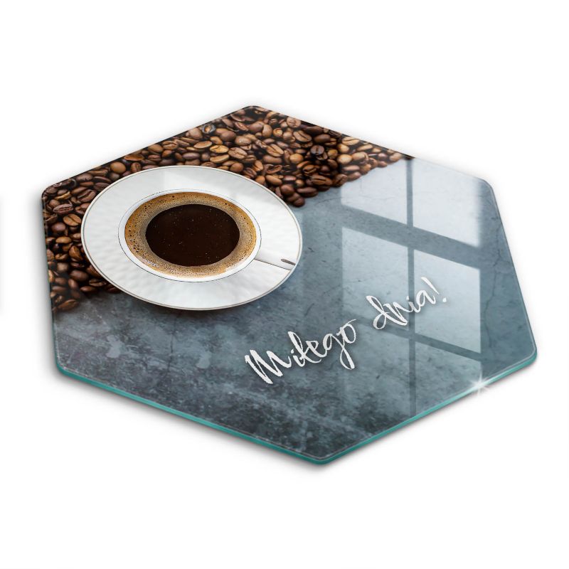 Szklana deska do krojenia Wallfluent h40 cm Filiżanka kawy, Miłego dnia 1 szt.