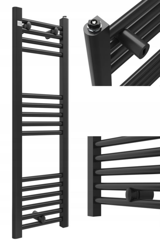Grzejnik Łazienkowy Granitan Puerto 30/100cm Czarny Kaloryfer Drabinkowy 1kpl.