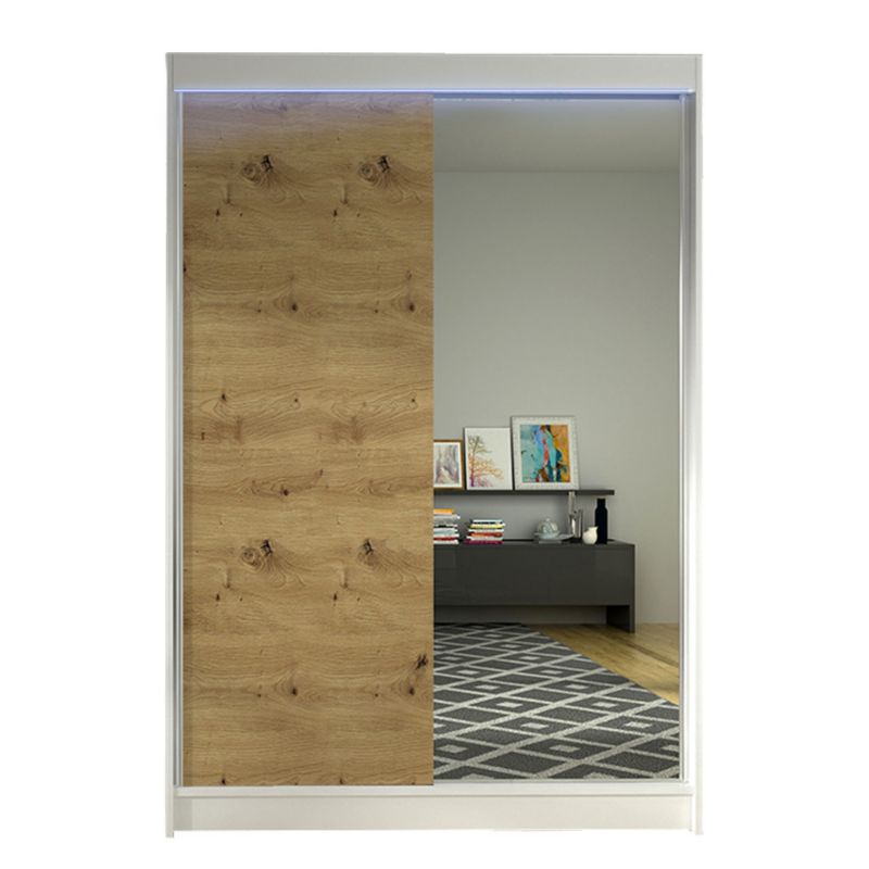 Szafa MIRJAN 24 z drzwiami przesuwnymi Lino I z oświetleniem RGB biały/dąb artisan 1 szt.