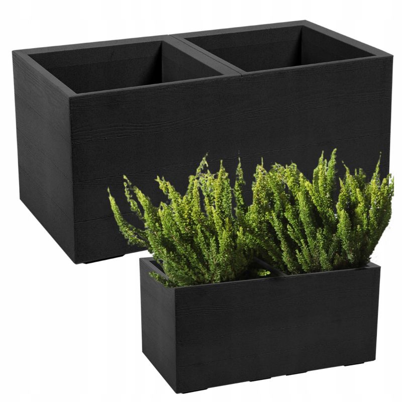Doniczka Lamela KARO donica kwietnik 80x40x40cm imitacja drewna czarna 1 szt.