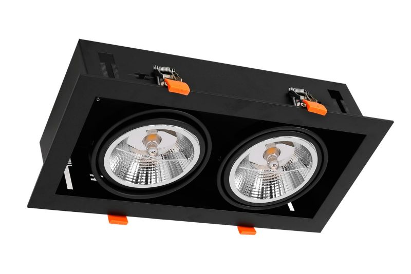 Oprawa sufitowa wpuszczana Milagro Plaza czarna ruchoma 2 x AR111 x 35W IP20 wym: 35 x 19 cm prostokątna - 1 szt.