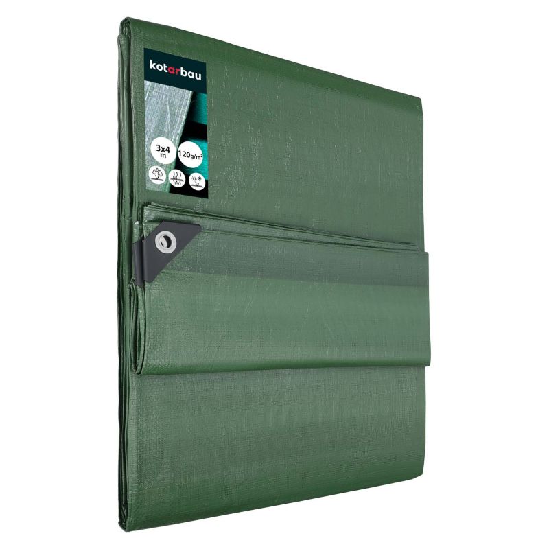 Plandeka ochronna KOTARBAU mocna oliwkowa 120 g/m2 3x4 m 1 szt.