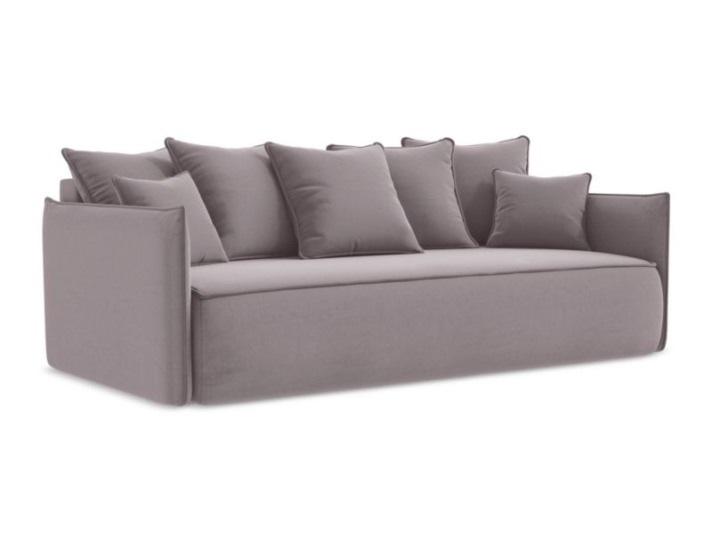 Kanapa 3-osobowa z funkcją spania LaMiaSofa GARDA z tkaniny welwetowej 225x105 cm lawendowy 1 szt.