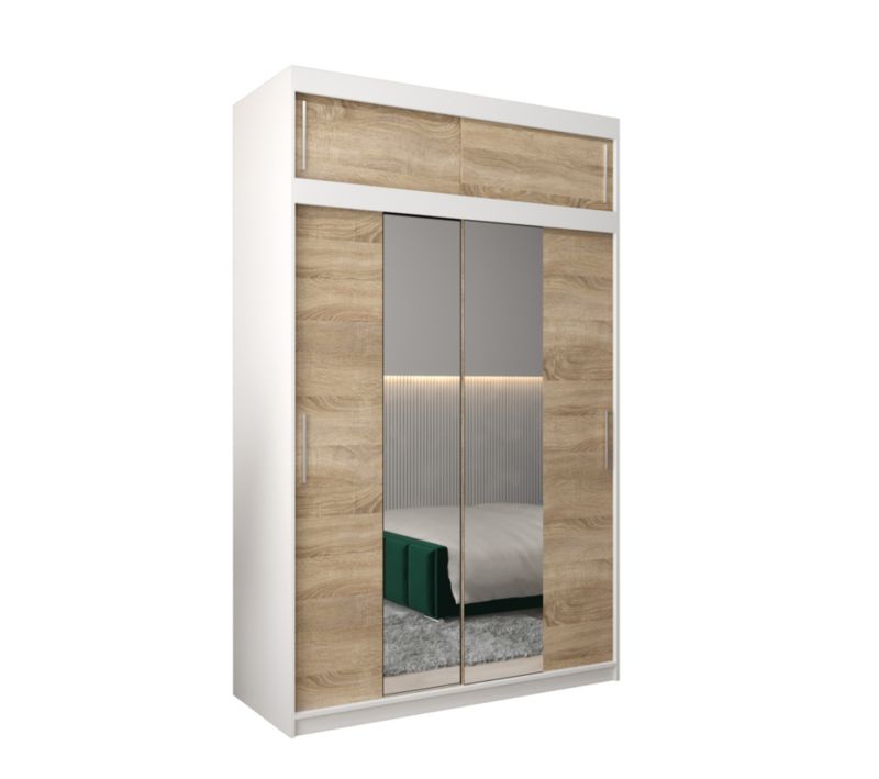 Szafa przesuwna Garderoba Abiks Tokyo 1 150 biały + sonoma z nadstawką 1 szt.