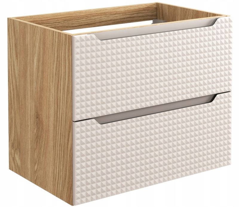 Szafka łazienkowa Furnidea 70 cm pod umywalkę beżowa dąb wisząca fronty 3D Luxor 1 szt.