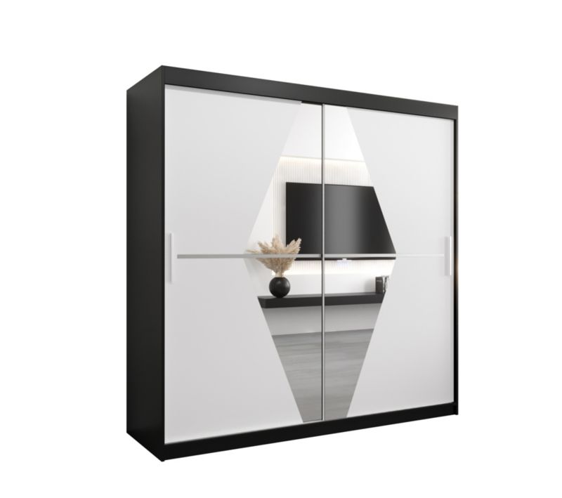 Szafa przesuwna Garderoba Abiks BOLIWIA 200 czarny mat + biały mat 1 szt.