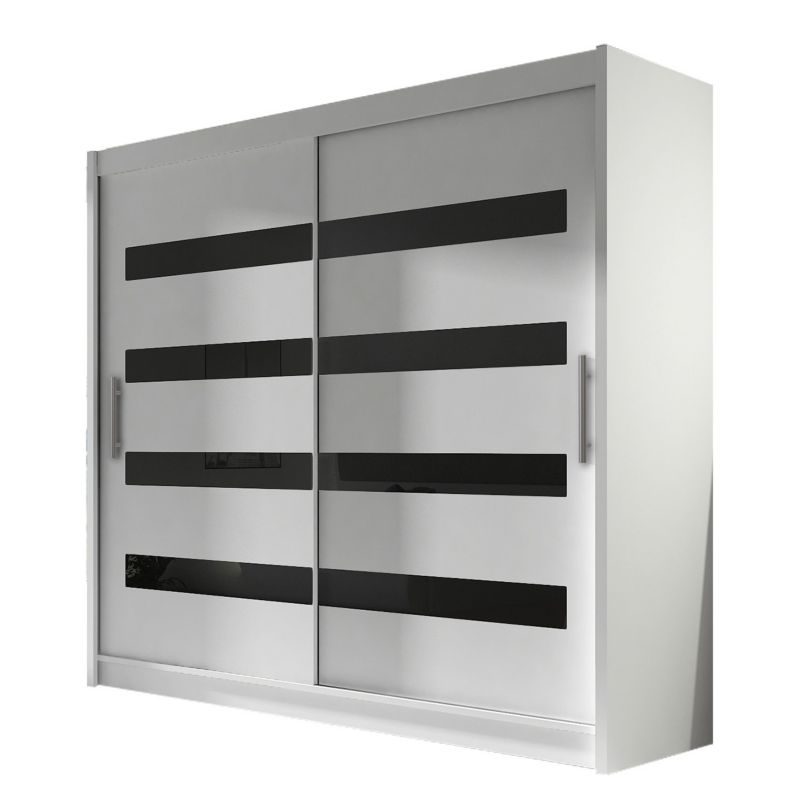 Szafa MIRJAN 24 z drzwiami przesuwnymi London XI biały/czarny lacobel 1 szt.