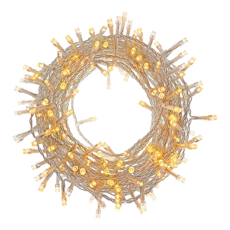 Lampki 240 LED łańcuch ciepły biały przezroczysty kabel