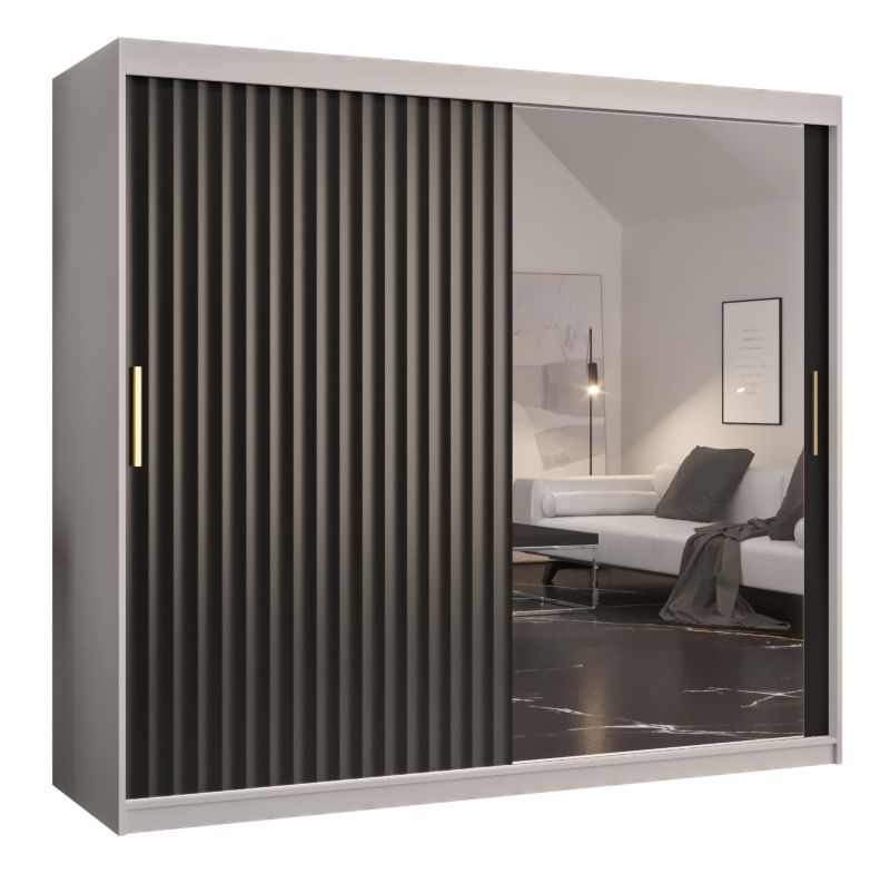 Szafa przesuwna Abiks RIFLO WAVE 2 200 biały mat + czarny mat 1 szt.