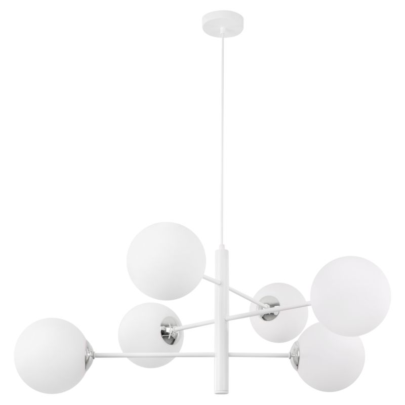 Lampa sufitowa wisząca Light Home LH Venice 6x E14 40W biały/chrom klosz biały 1szt.