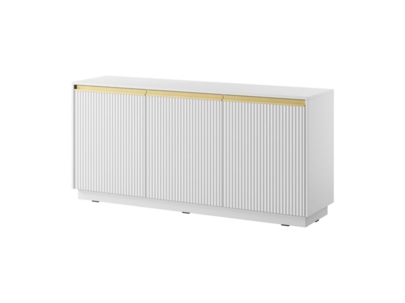 Komoda trzydrzwiowa Bettso Roy 154 cm z ryflowanymi frontami biały 1szt.