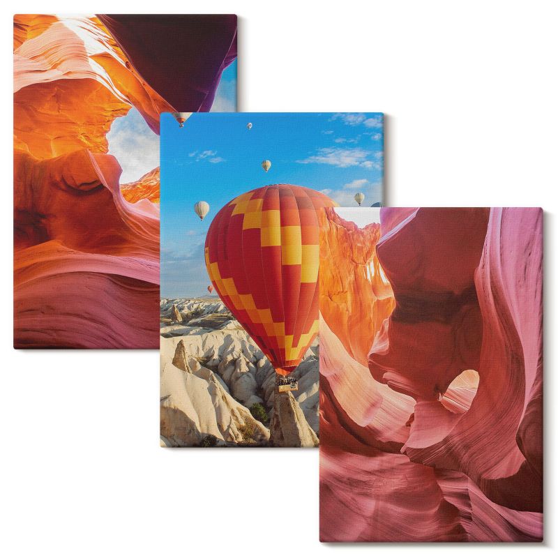 Set Obrazów na Płótnie Wallfluent 40x60 cm Pustynne wąwozy balonem 3 szt.