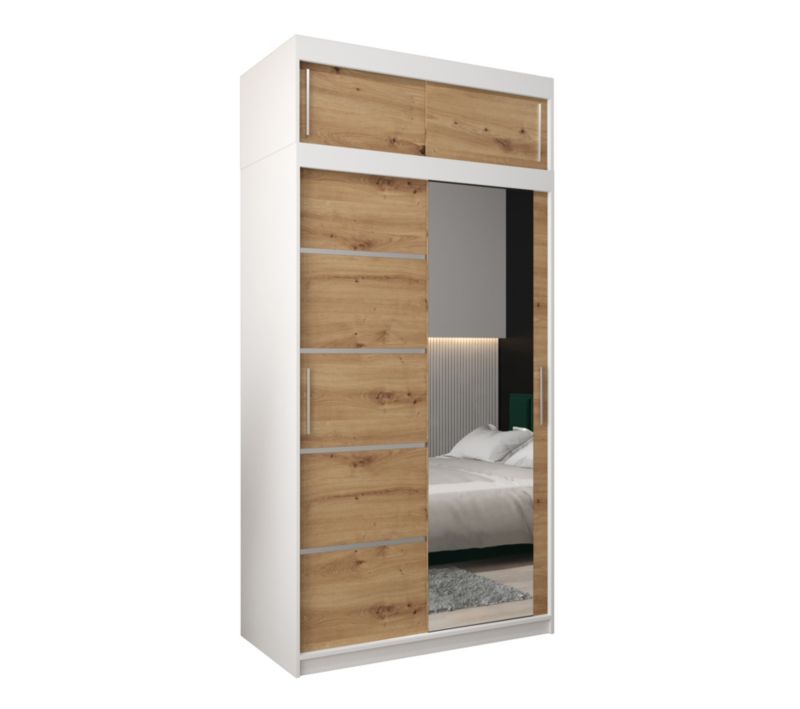 Szafa przesuwna Abiks Verona 2 120 biały + artisan z nadstawką 1 szt.