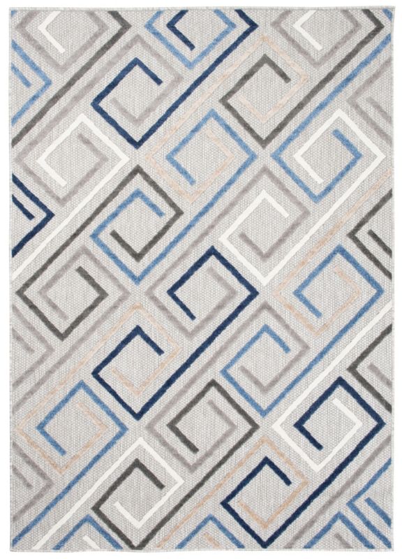 Dywan Zewnętrzny / Wewnętrzny Płaskotkany Aventura EC95A prostokąt Mazovia 80x 150 cm niebieski,szary motyw geometryczny 1 szt.