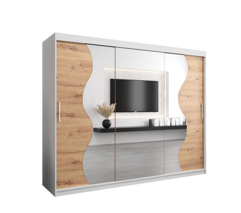 Szafa przesuwna Garderoba Abiks MADRYT 250 biały mat + dąb artisan 1 szt.