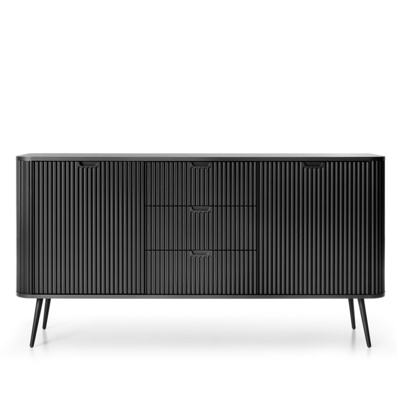 Komoda dwudrzwiowa z szufladami Zova Bettso 168 cm na czarnych nogach czarny 1szt.