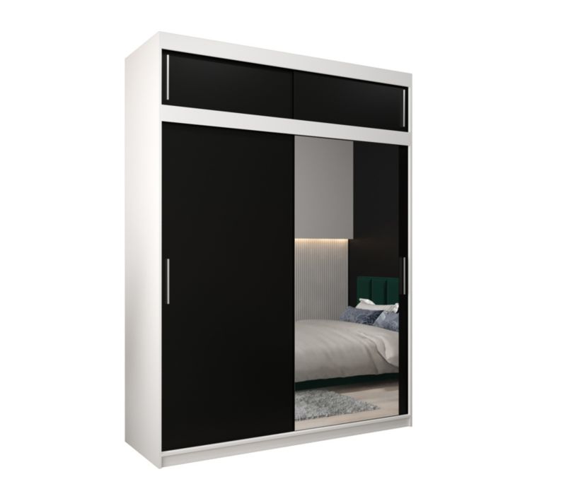 Szafa przesuwna Garderoba Abiks Tokyo 2 180 biały + czarny z nadstawką 1 szt.