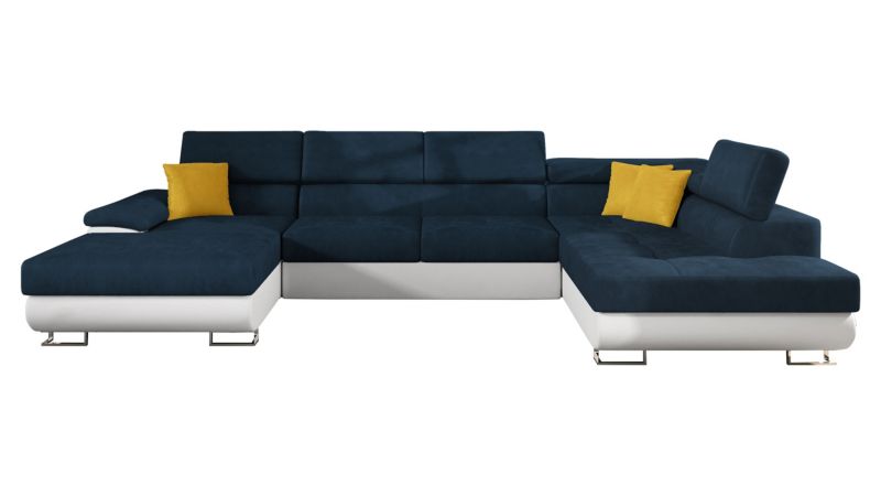 Narożnik z funkcją spania MIRJAN 24 Cotere Bis prawy biała ekoskóra/szafirowy/słoneczny 1 szt.