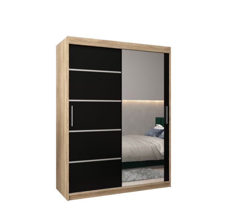Szafa przesuwna Garderoba Abiks Verona 2 150 sonoma + czarny 1 szt.