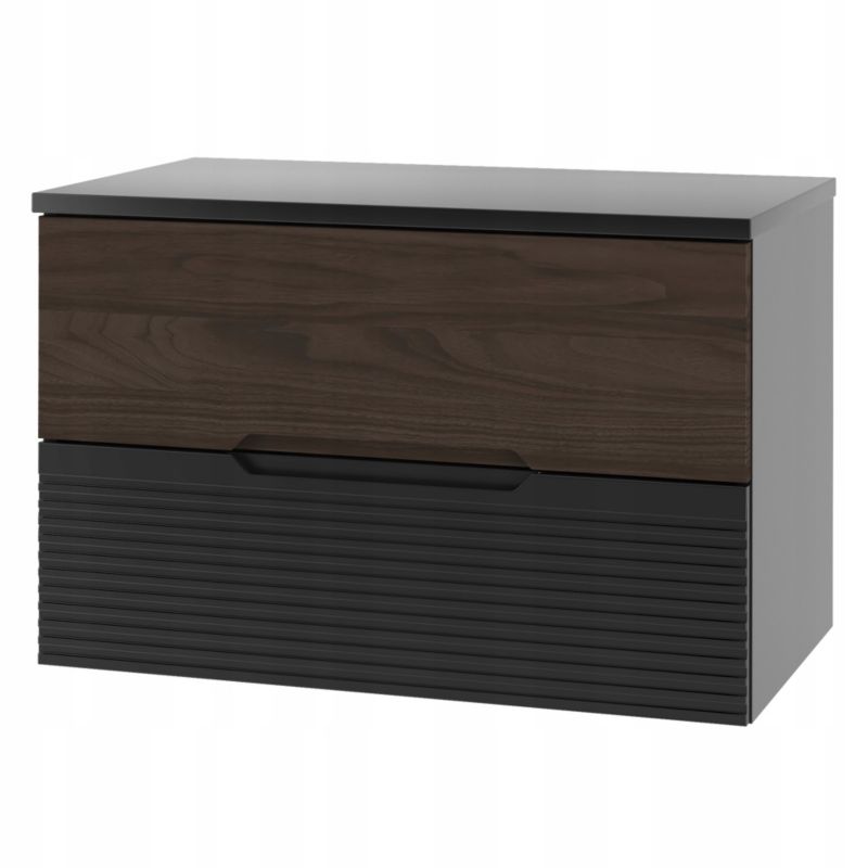 Szafka łazienkowa Furnidea 80 cm czarny orzech z blatem frezowane fronty Avella 1 szt.