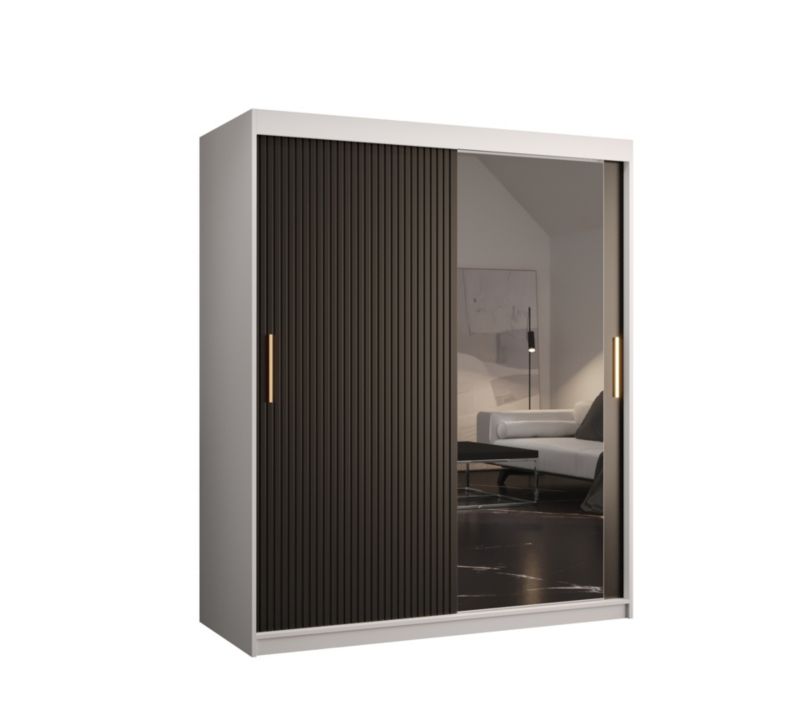 Szafa przesuwna Abiks RIFLO SLIM 2 150 biały mat + czarny mat 1 szt.