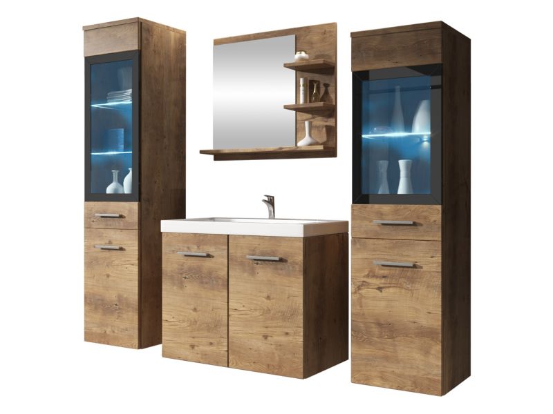 Meble łazienkowe MIRJAN 24 Madrit I z oświetleniem LED RGB kastanien breslau 1 kpl.
