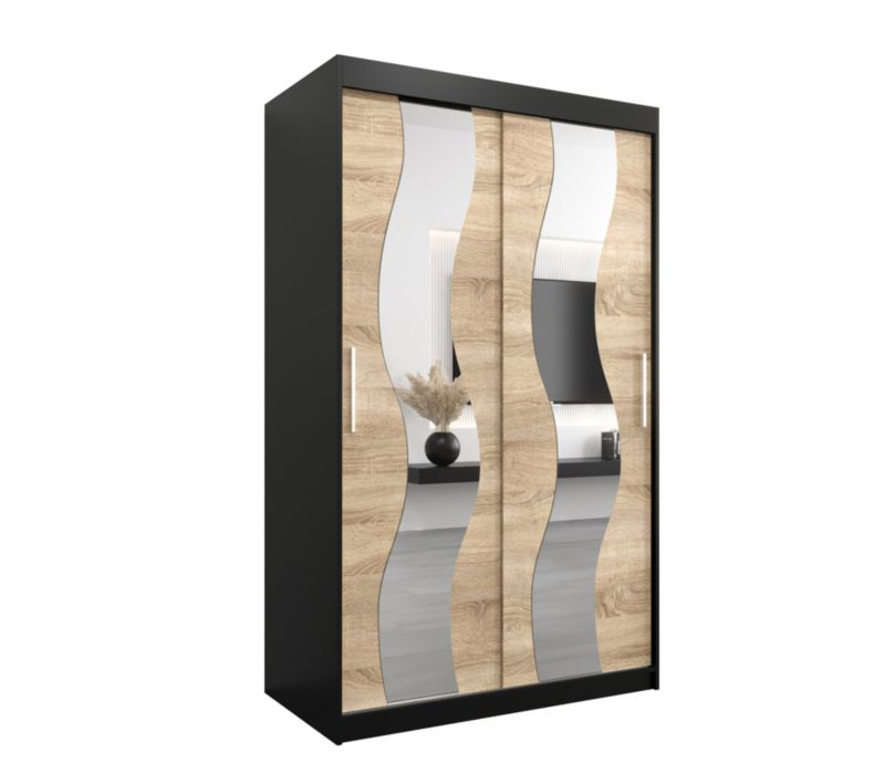 Szafa przesuwna Abiks SEWILLA 120 czarny mat + dąb sonoma 1 szt.