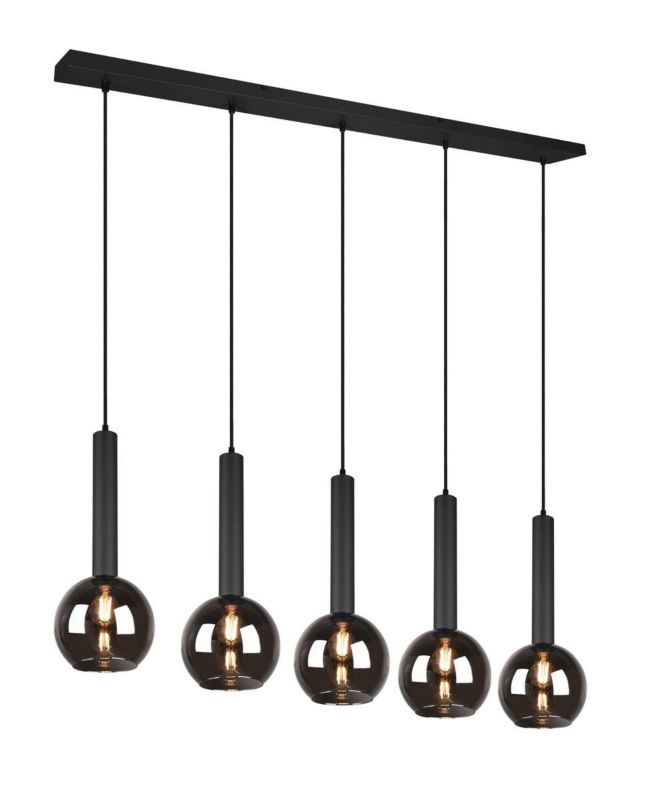 Lampa sufitowa wisząca Trio Clayton czarna wym: 150 x 115 x 20 cm 5xE27 x 1 szt.