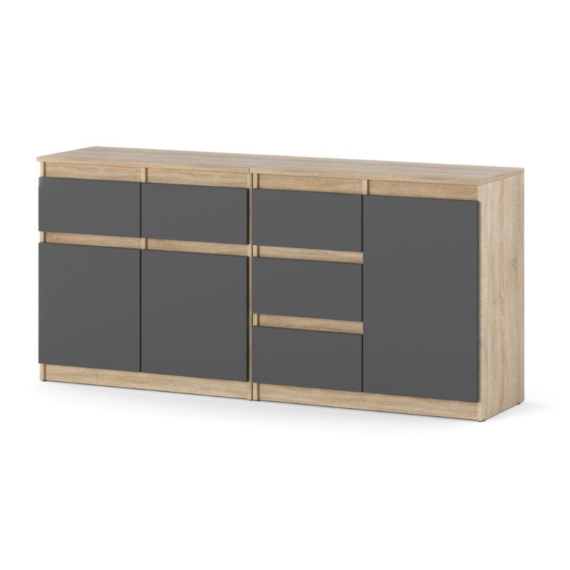 Komoda Hurtownia-Mebli Szuflady 5 Agnolia Mini 160cm Dąb Sonoma Szary Mat 160x35x75 cm 1szt.