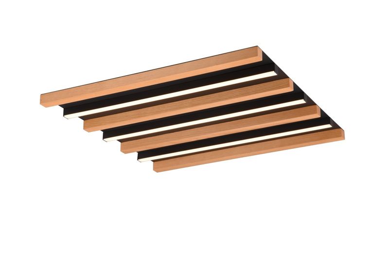 Lampa sufitowa wisząca Trio Fontana 5975 jasne drewno-czarny mat nowoczesna wbudowany LED 22W 1 szt.