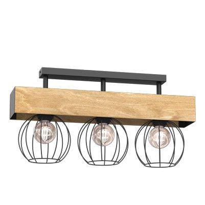 Lampa sufitowa wisząca Luminex Menton jasne drewno-czarny mat wym: 30 x 57 x 16 cm 3xE27 x 15W 1 szt.