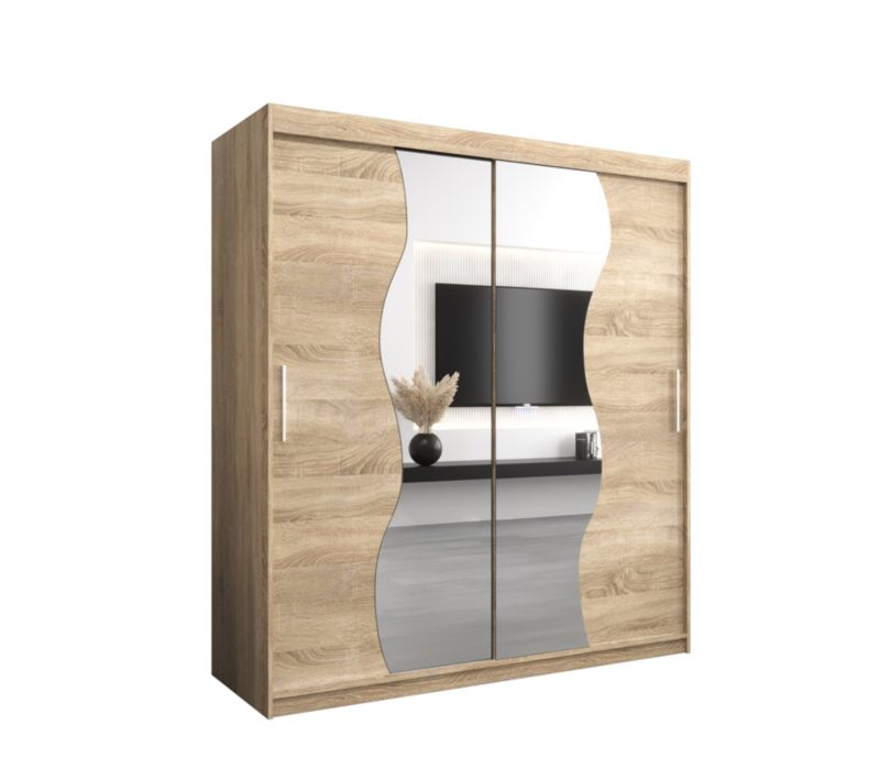 Szafa przesuwna Garderoba Abiks MADRYT 180 dąb sonoma + dąb sonoma 1 szt.