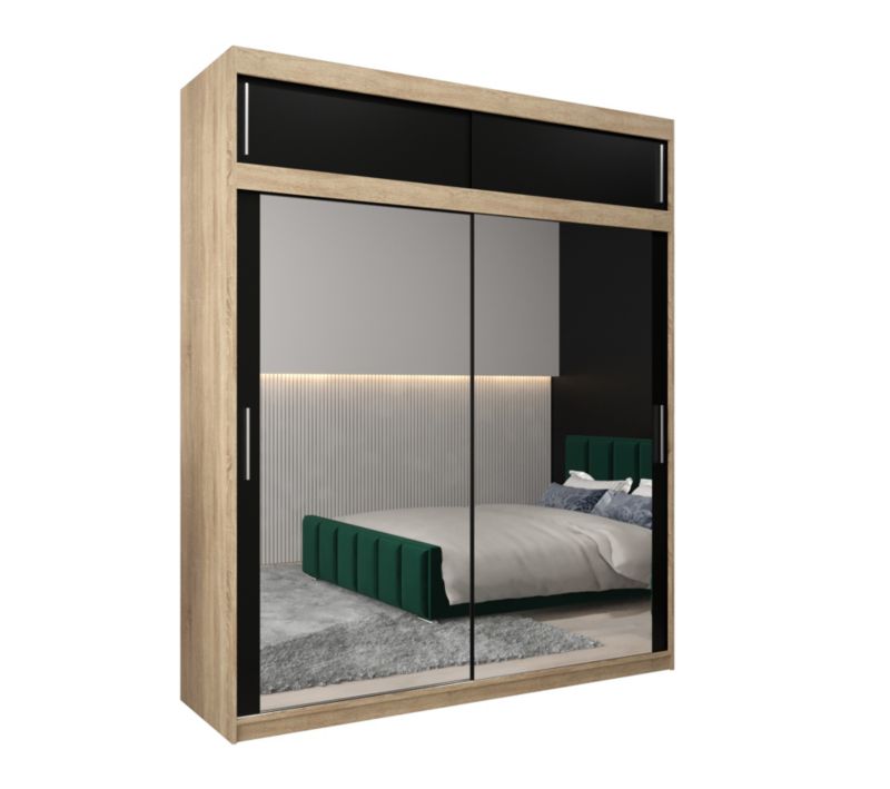 Szafa przesuwna Garderoba Abiks Tokyo 3 200 sonoma + czarny z nadstawką 1 szt.