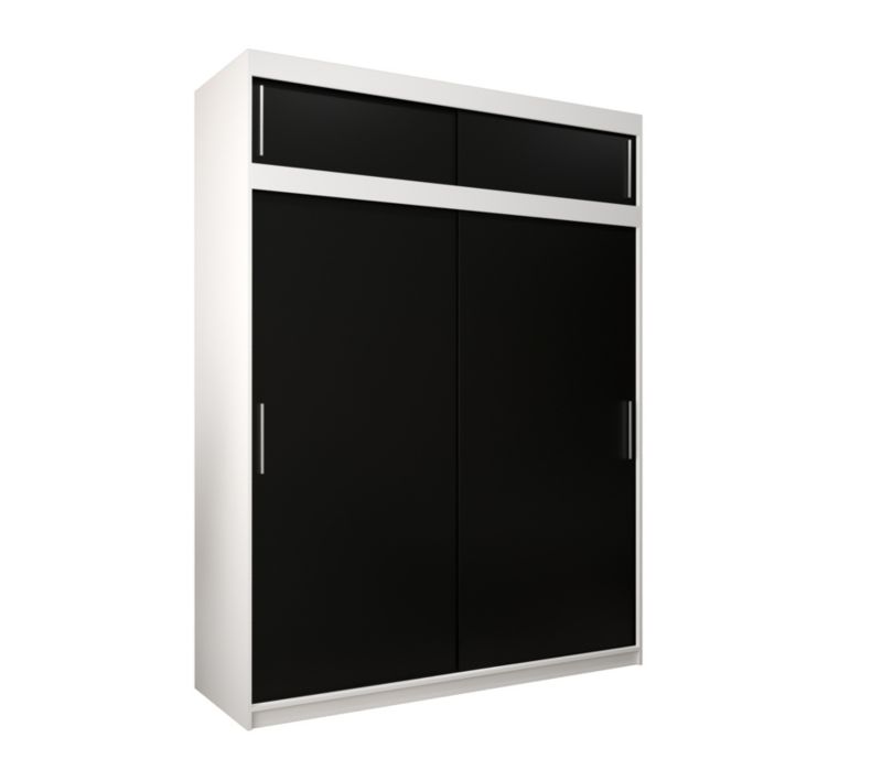 Szafa przesuwna Garderoba Abiks Tokyo 180 biały + czarny z nadstawką 1 szt.
