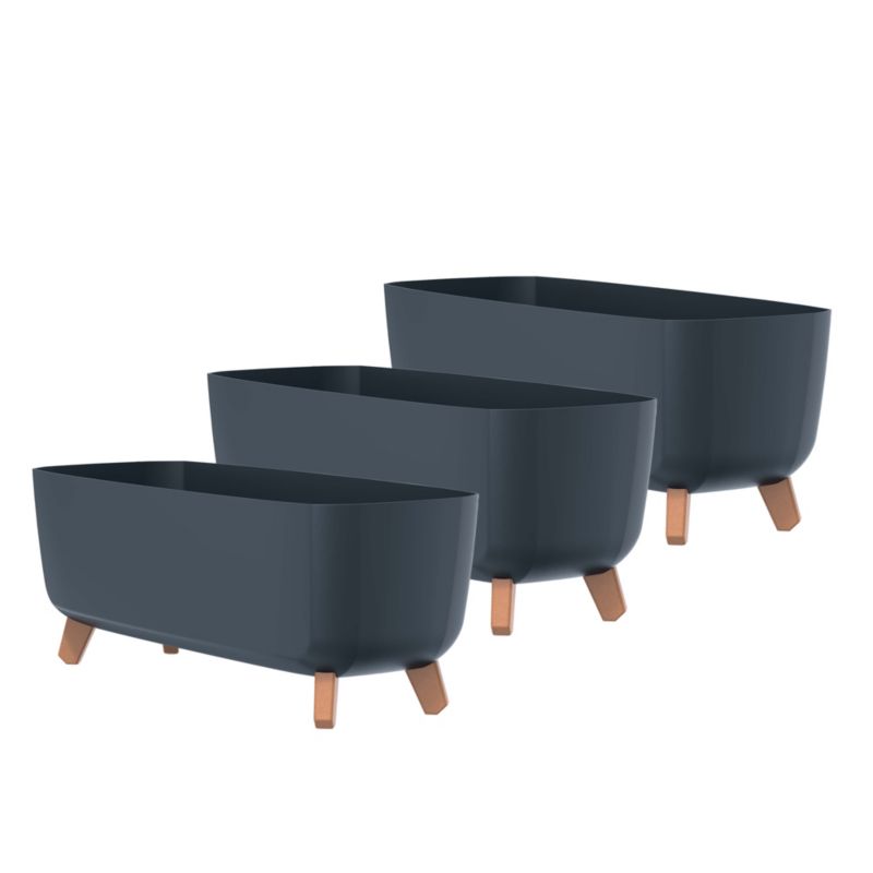 Doniczka Ogrodowa EDANTI Na Taras Skrzynka Korytko 58 cm Antracyt 3 szt.