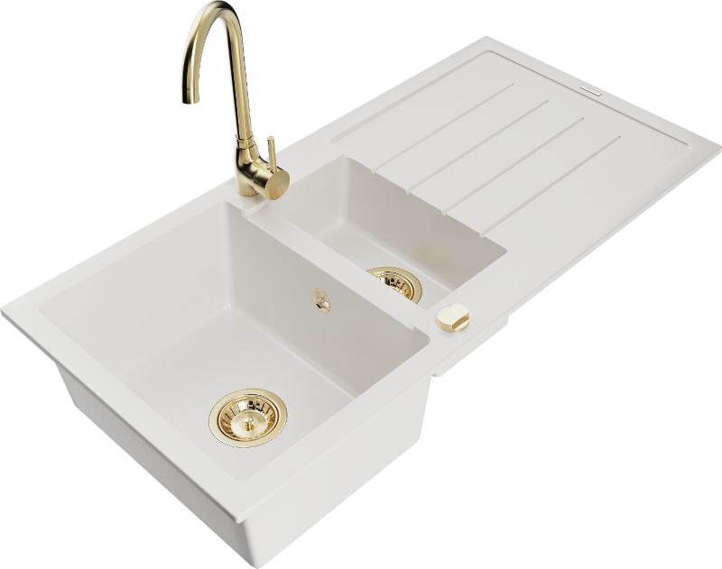 Zlewozmywak granitowy Mexen Ben 1-komorowy biały 600x500 mm - 6523605000-20 1 szt.