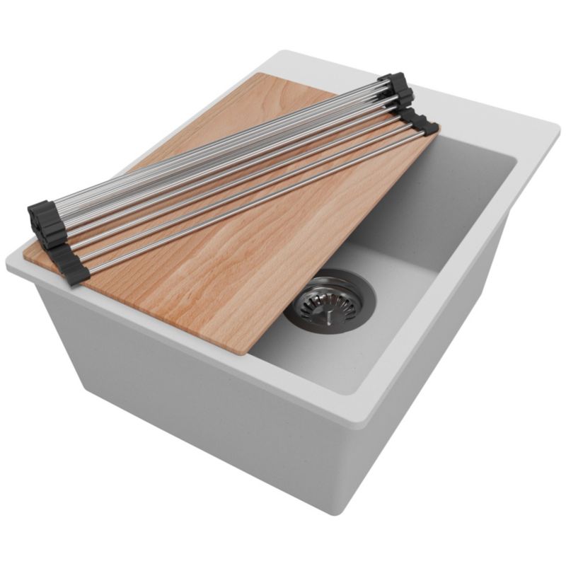 Zlewozmywak Ryga PRIMAGRAN Nablatowy 38x50cm do szafki od 40cm z Syfonem i Dodatkiem Szary 1 szt.