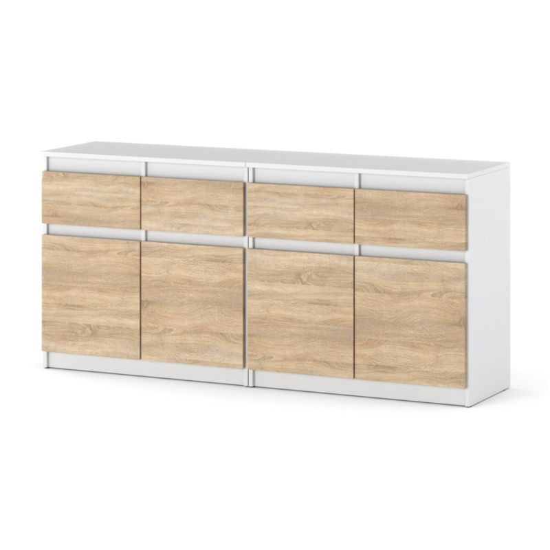 Komoda Hurtownia-Mebli Szuflady 4 Olia Mini 160cm Biały Mat Dąb Sonoma 160x35x75 cm 1szt.