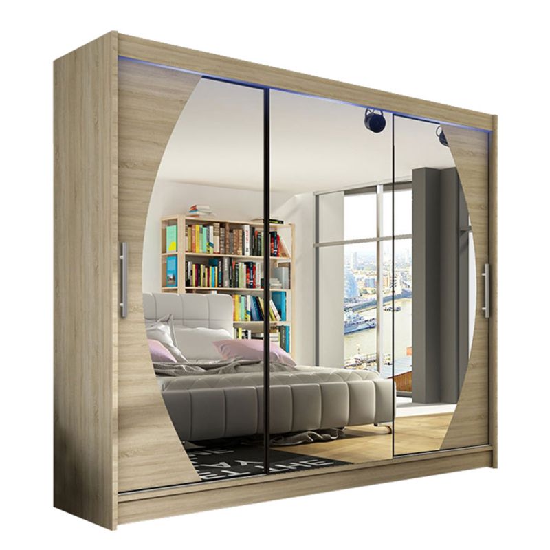 Szafa MIRJAN 24 z drzwiami przesuwnymi Aston V z oświetleniem RGB dąb sonoma/lustro 1 szt.