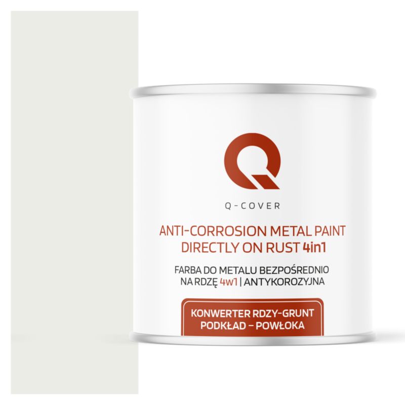 Farba do Metalu Prosto na Rdzę 4w1 Q-Cover Biały sygnałowy RAL9003 Wysoki Połysk 2.5L