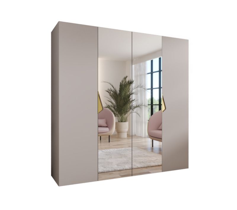 Szafa uchylna z lustrem otwierana Abiks SANDI 2 200 wys 202 cm Kaszmir + Złoty 1 szt