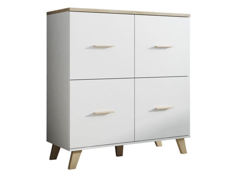 Komoda MIRJAN 24 Lotta 110 4D brylantowa biel + dąb sonoma 1 szt.